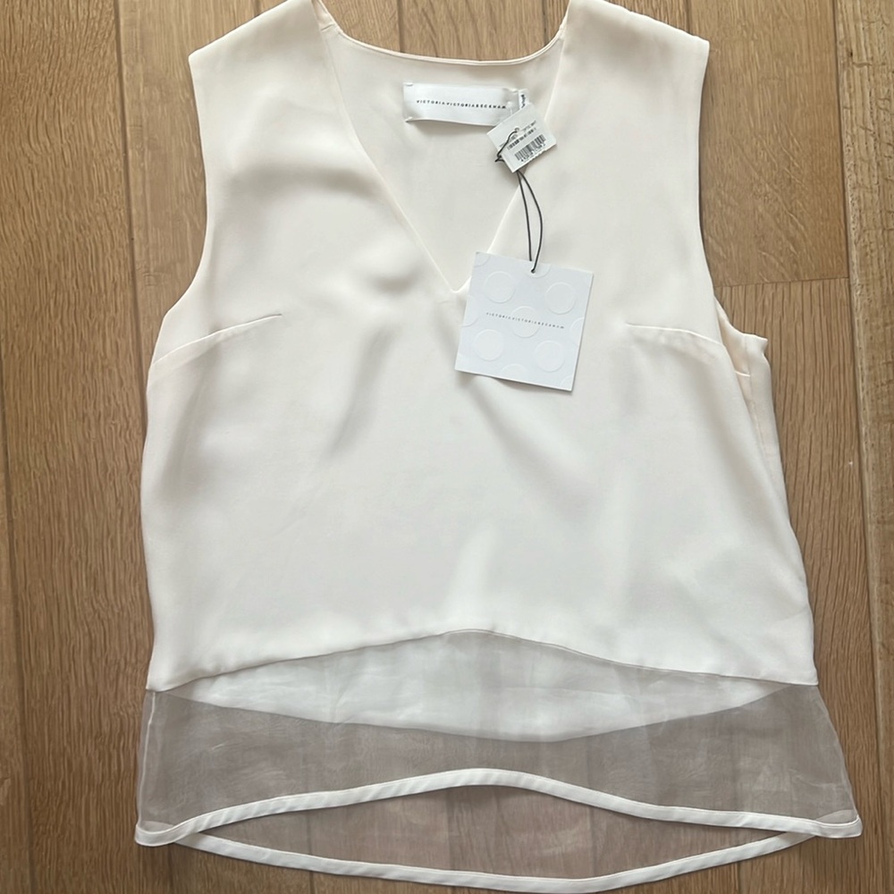 Victoria Beckham silk/cdd organza optic top